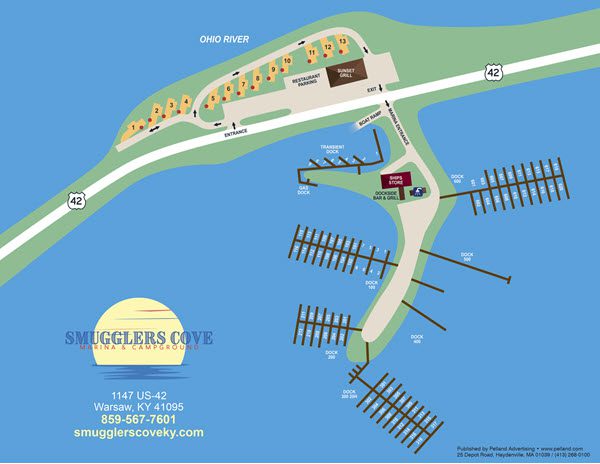Campground Map, Smuggler's Cover Marina, Warsaw, Kentucky